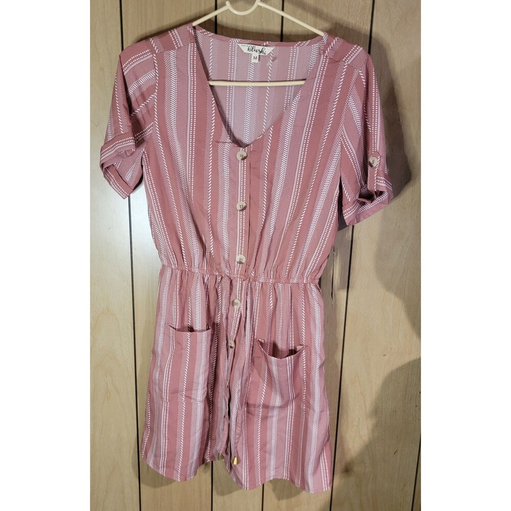 Blush Womens Juniors Pink Dress Medium Mini Dress with buttons and pockets NWT